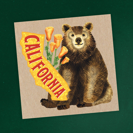 California Postcard – Bear & Poppies