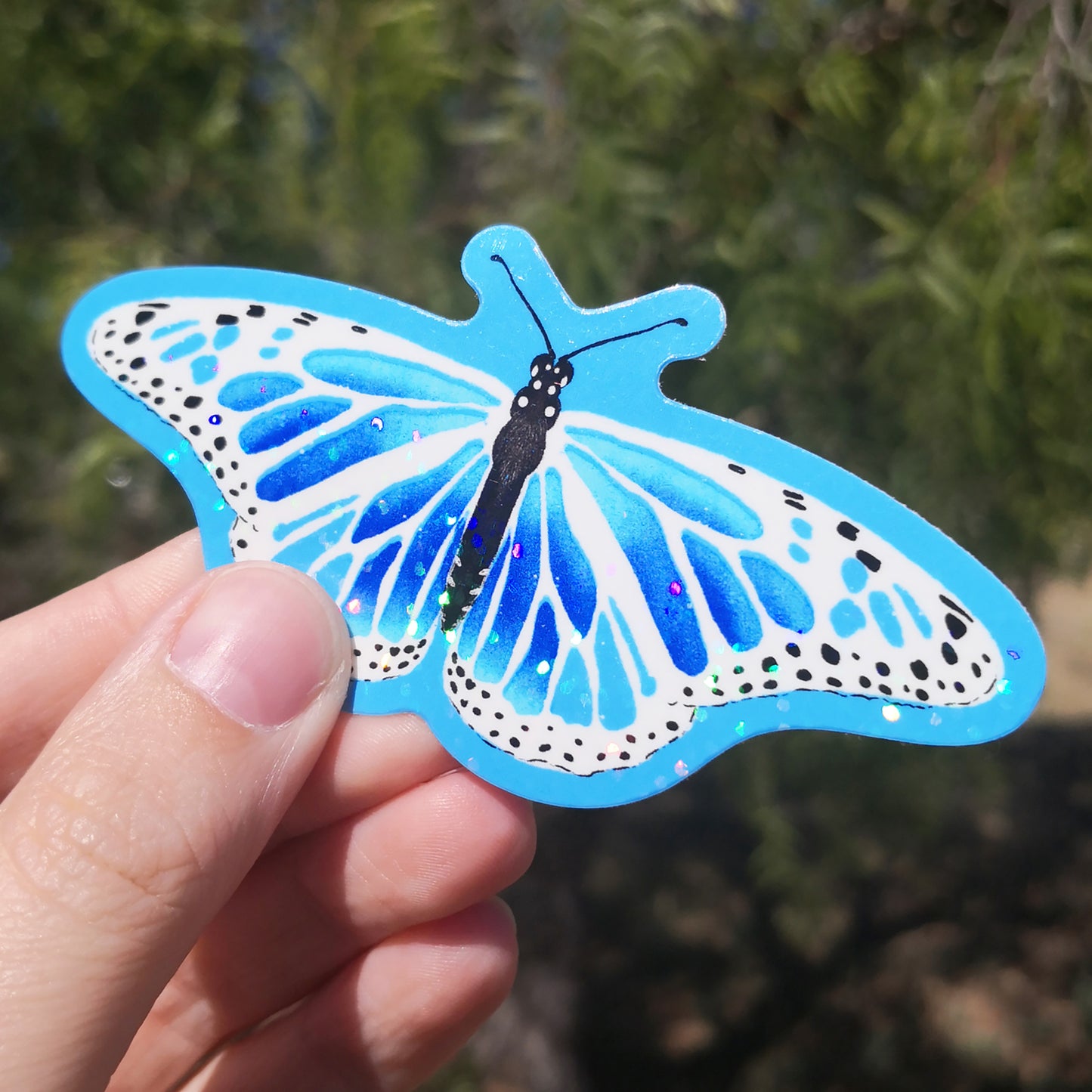 Magic Butterfly Sticker – Blue Glitter