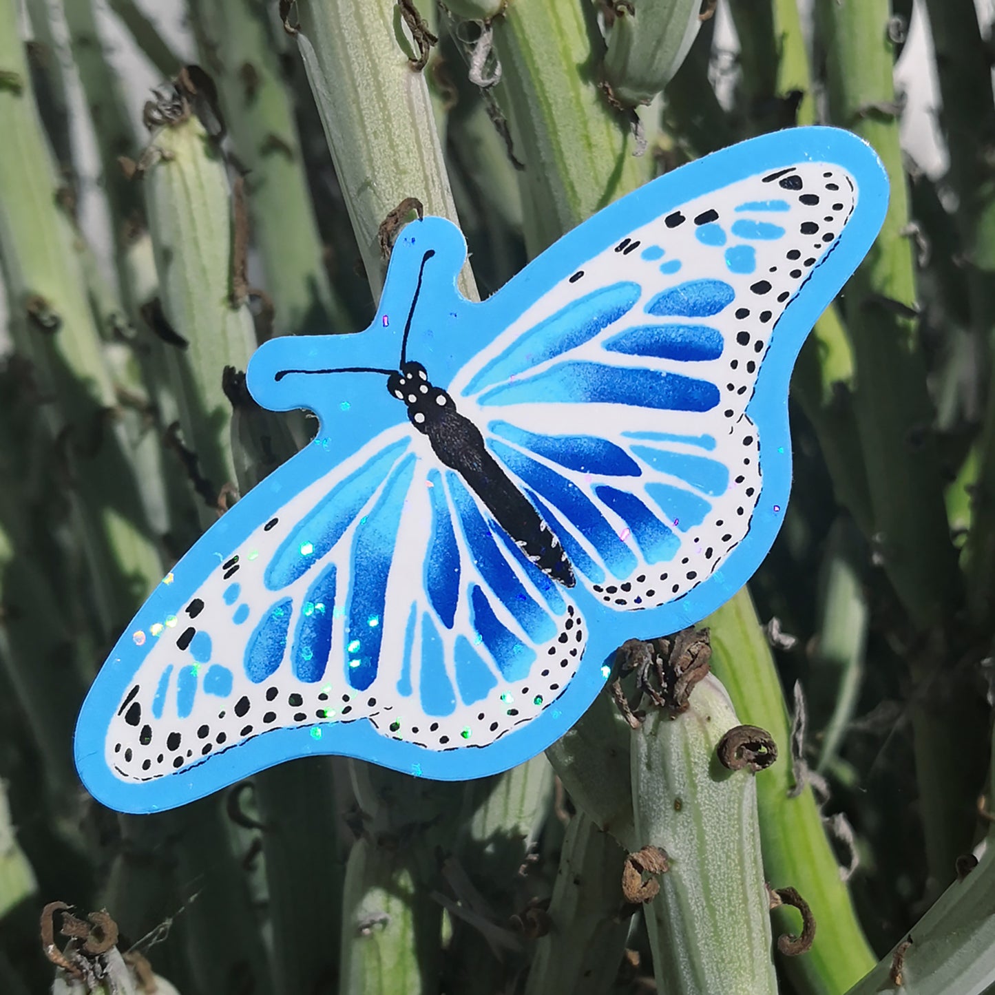 Magic Butterfly Sticker – Blue Glitter