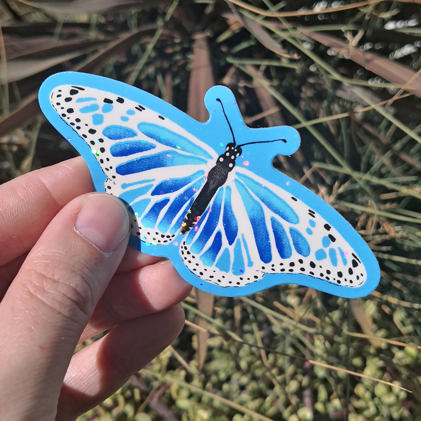 Magic Butterfly Sticker – Blue Glitter