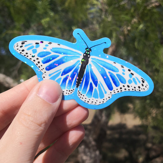 Magic Butterfly Sticker – Blue Glitter