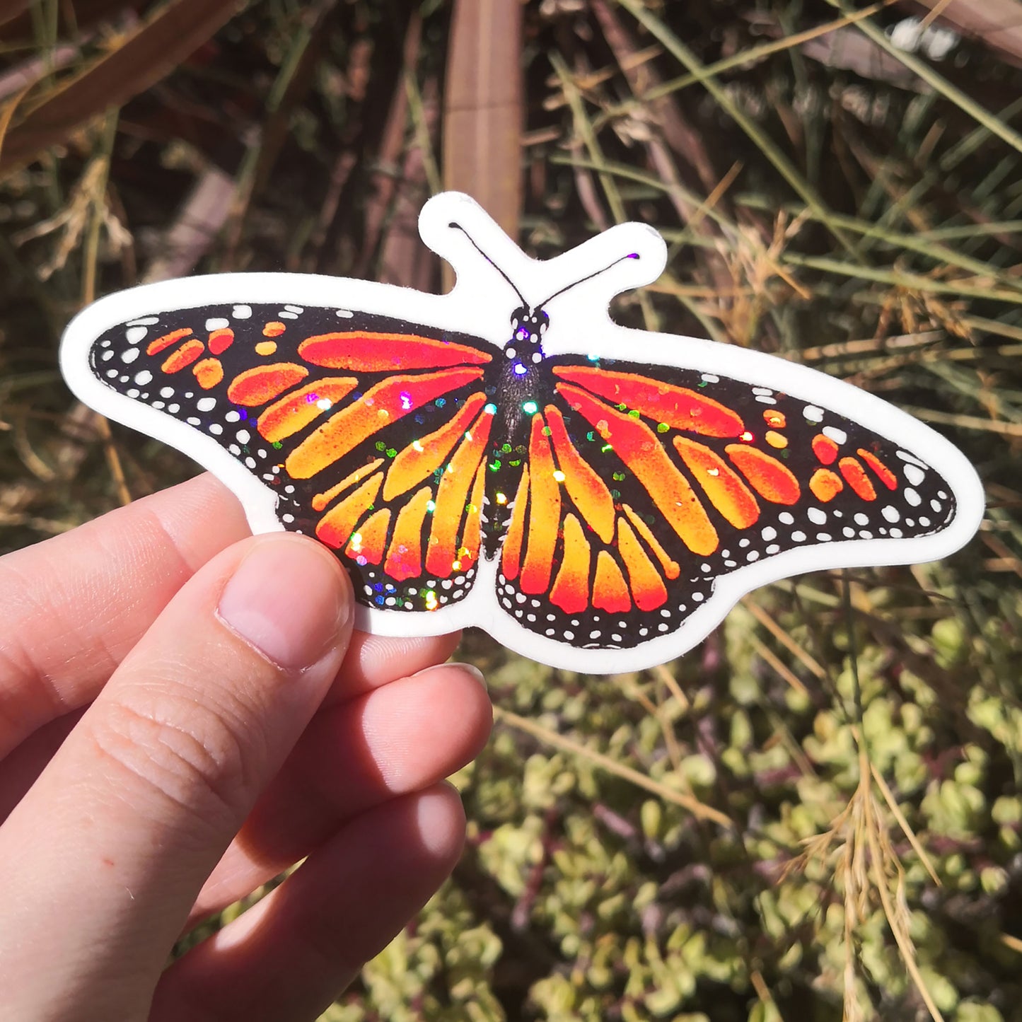 Magic Monarch Butterfly Sticker – Red Glitter