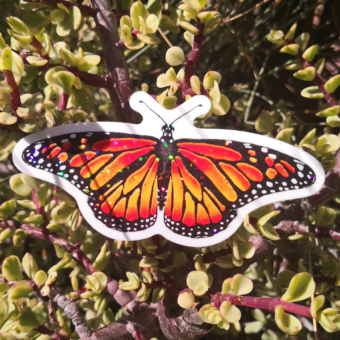 Magic Monarch Butterfly Sticker – Red Glitter