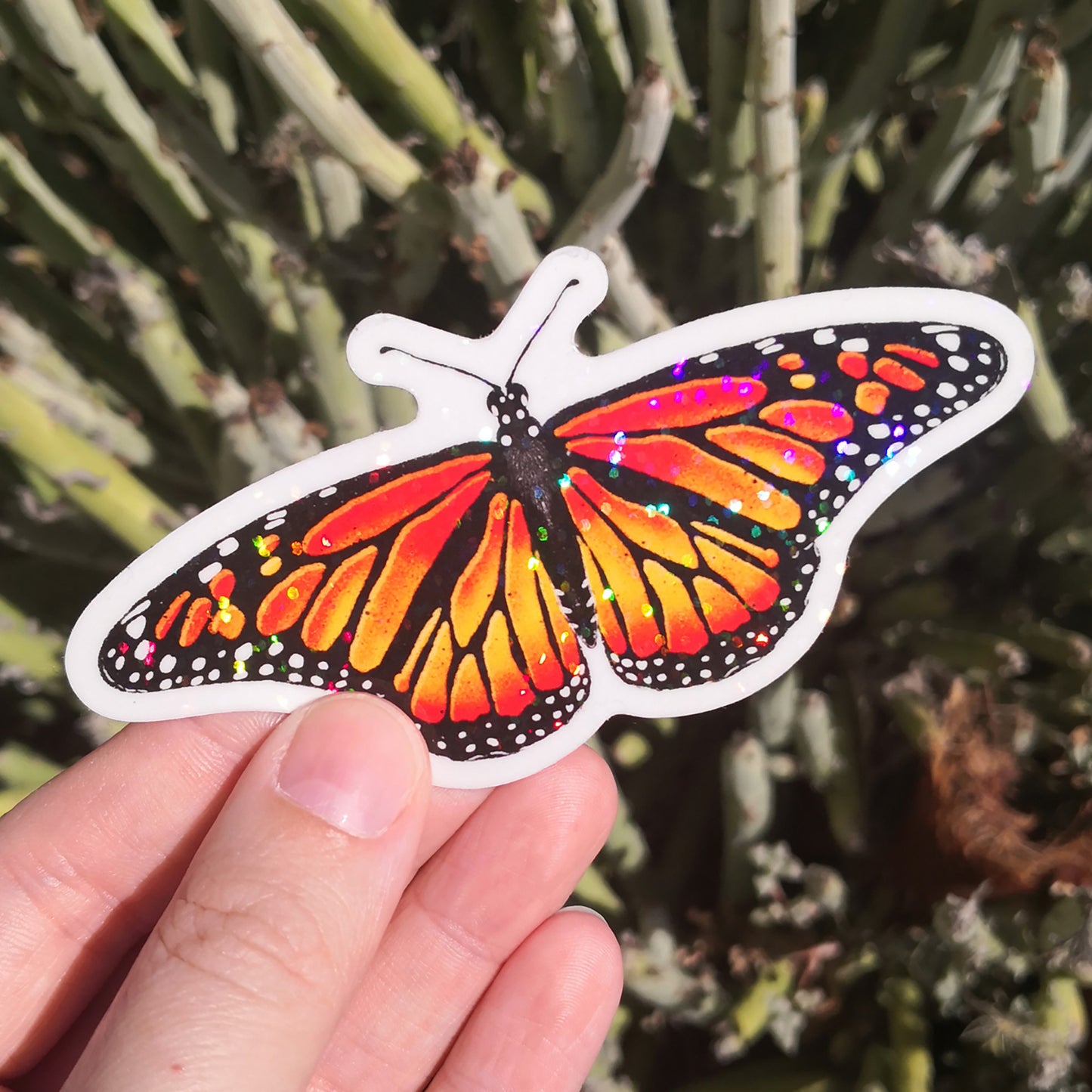 Magic Monarch Butterfly Sticker – Red Glitter