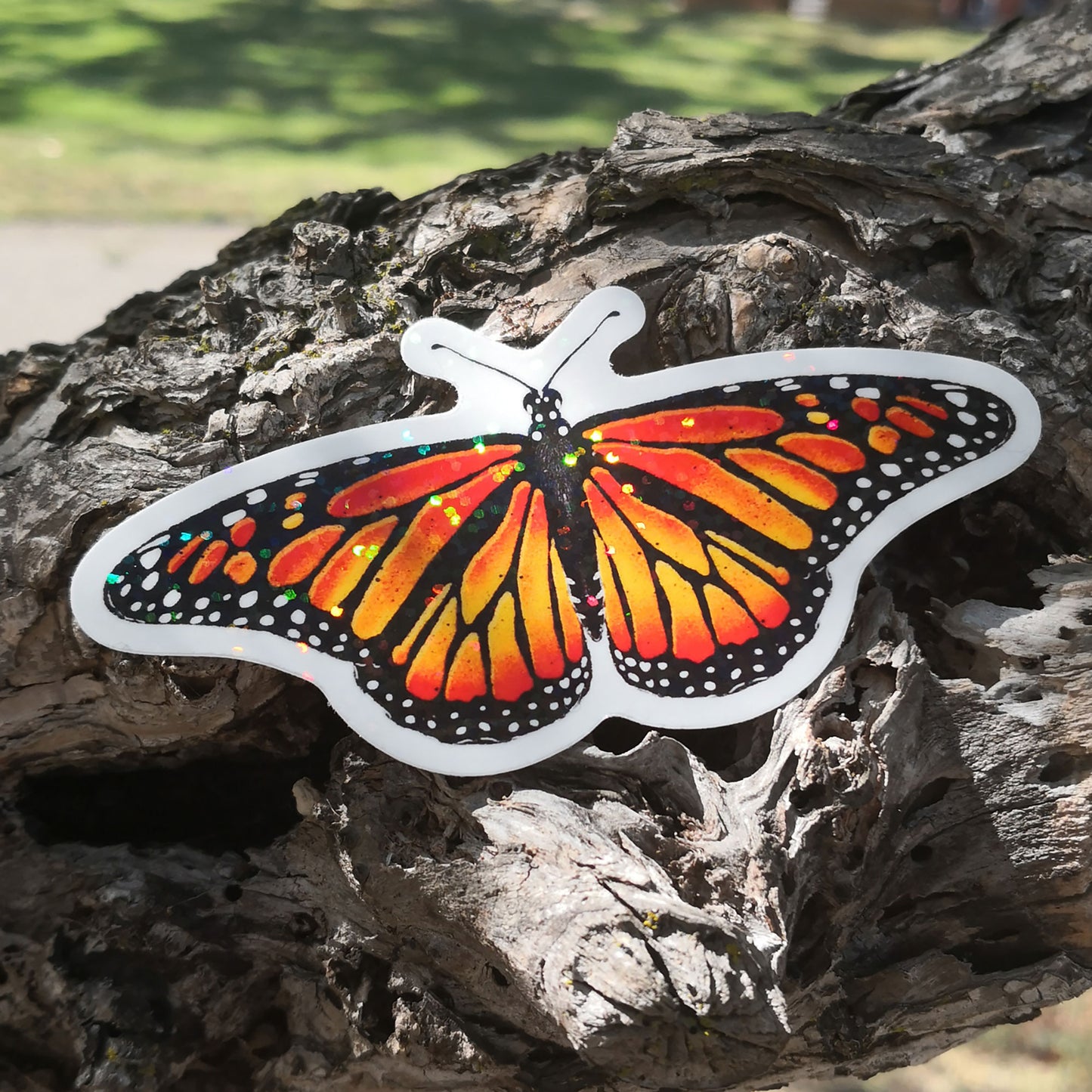 Magic Monarch Butterfly Sticker – Red Glitter