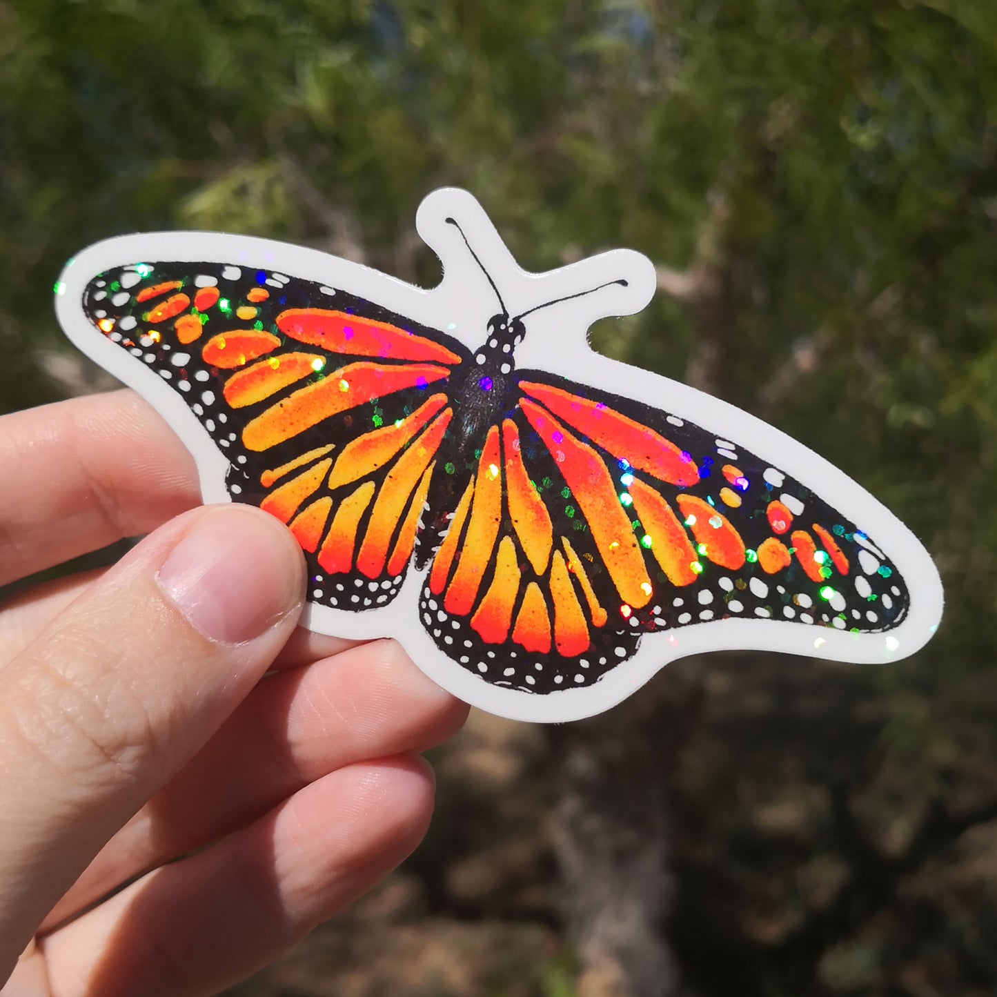 Magic Monarch Butterfly Sticker – Red Glitter