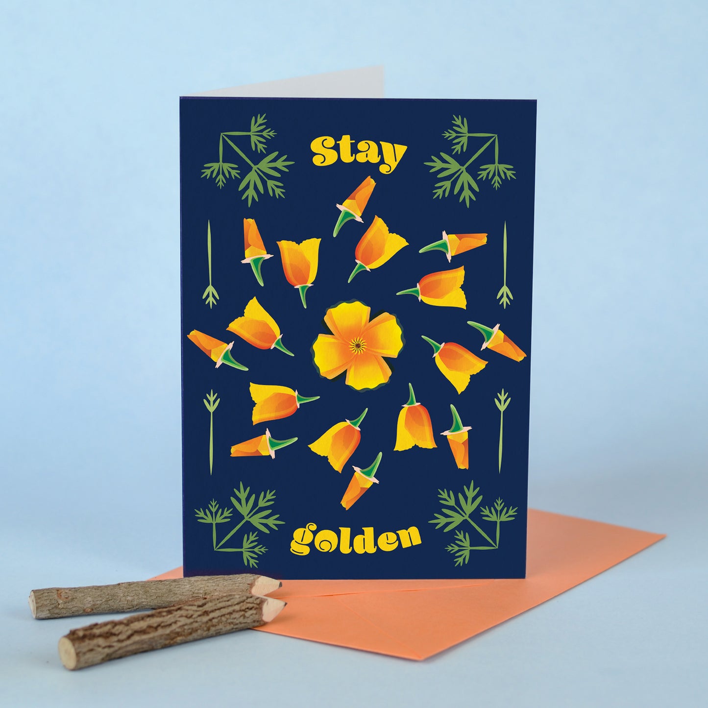 Stay Golden Poppy Flower Greeting Card