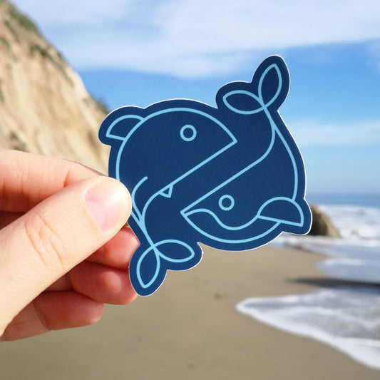 Whale & Dolphin Sticker – Die Cut